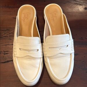 White Leather Slip-On Loafers with Penny Strap